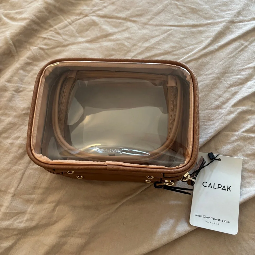 Calpak Small Clear Cosmetics Case - brown toiletry bag - Picture 3 of 4